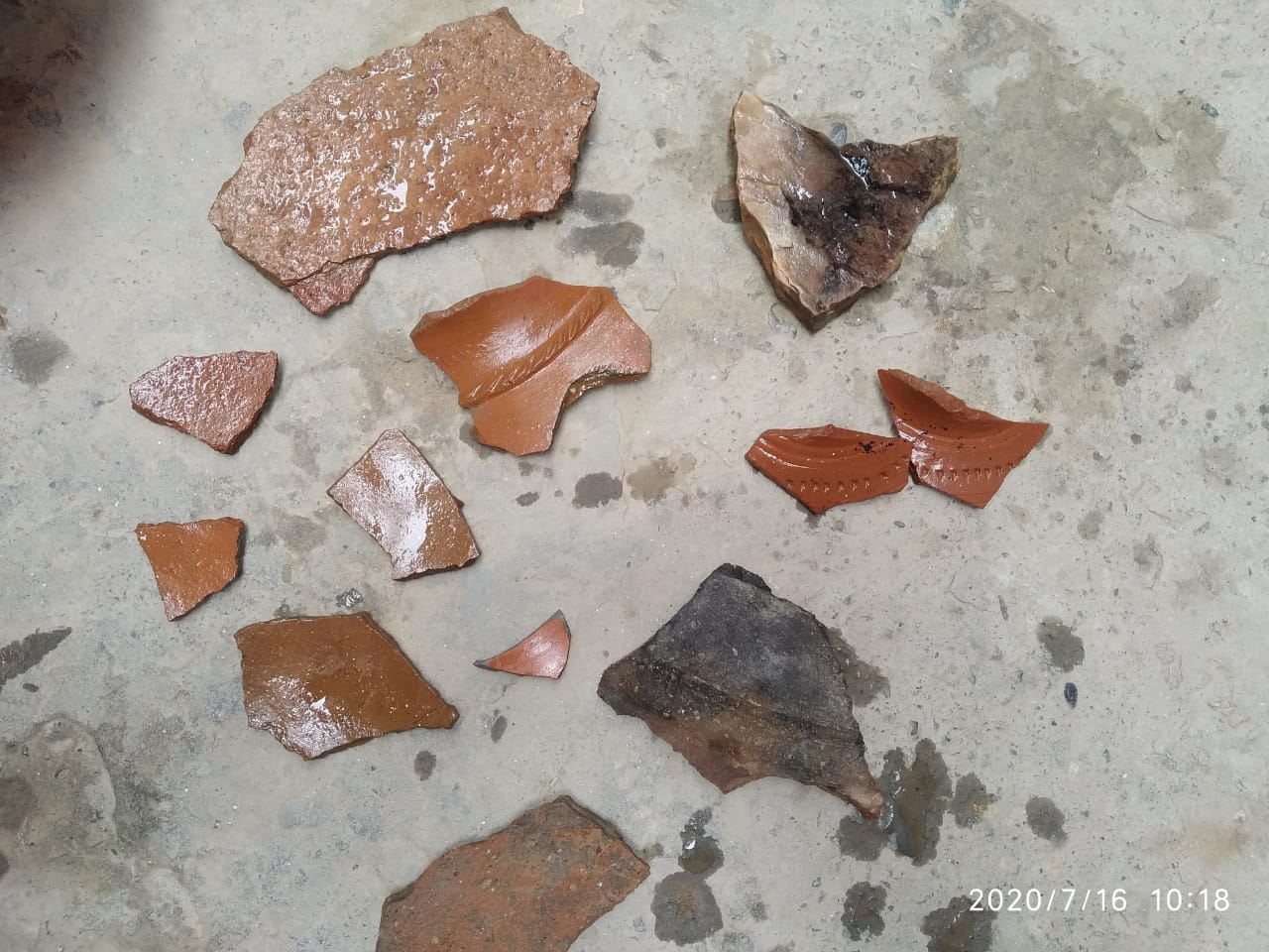 Pottery discovered ten feet below ground level
