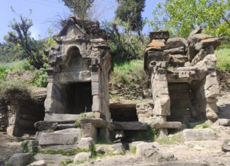 Ancient twin stone temples at Cherji