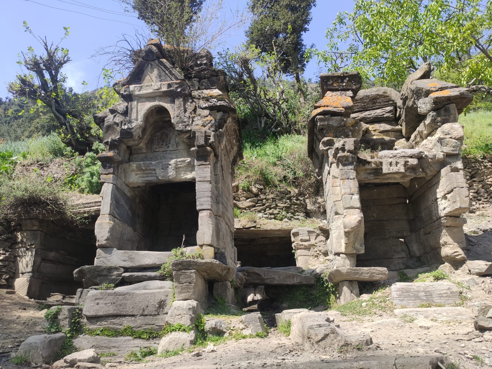 Ancient twin stone temples at Cherji