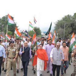 MLA Kishtwar Shagun Parihar & officials of district administration during Tiranga Yatra in Kishtwar