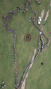 Students made the replica of indian map by human chain during Tiranaga Rally in Kishtwar